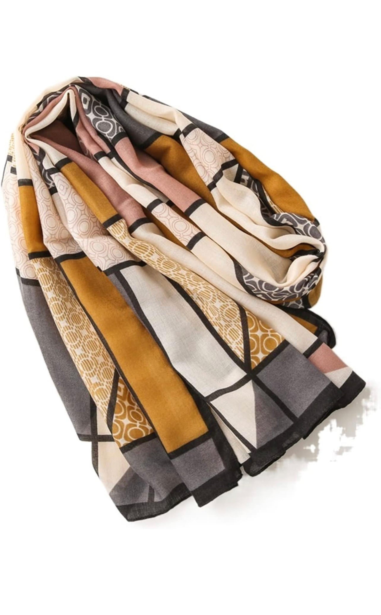 221 DELLIS MODA Sciarpa Primavera Donna Ragazze Sciarpa Di Cotone Morbido e Sottile Sciarpa Colori Misti Modello Geometrico Lettera Scialle Stole Caldo Moda